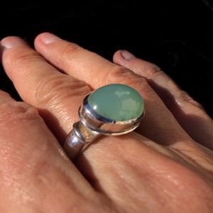 Sterling Silver Ring with Aqua Stone